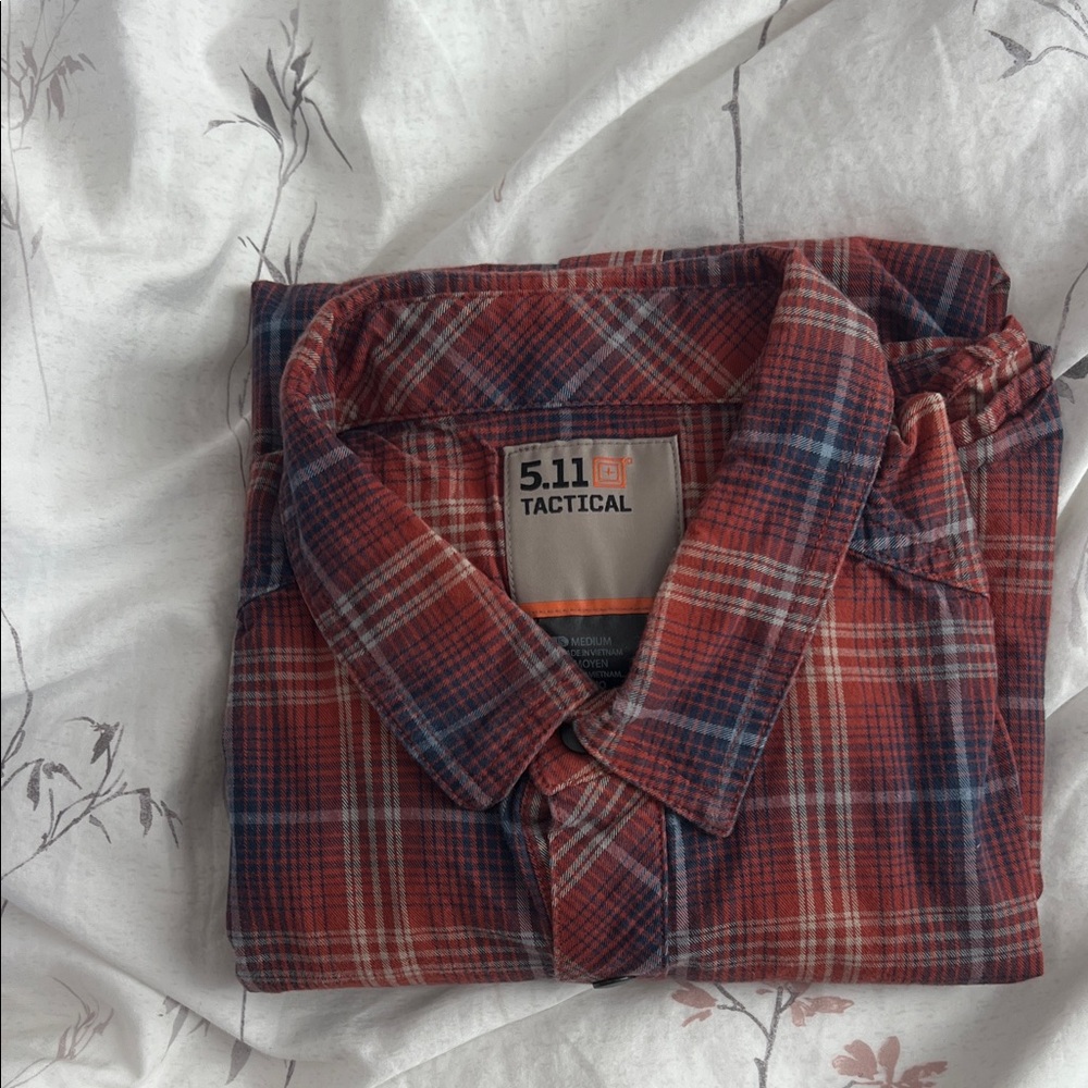 5.11 Gunner Men's Red and Blue Plaid longe sleeve